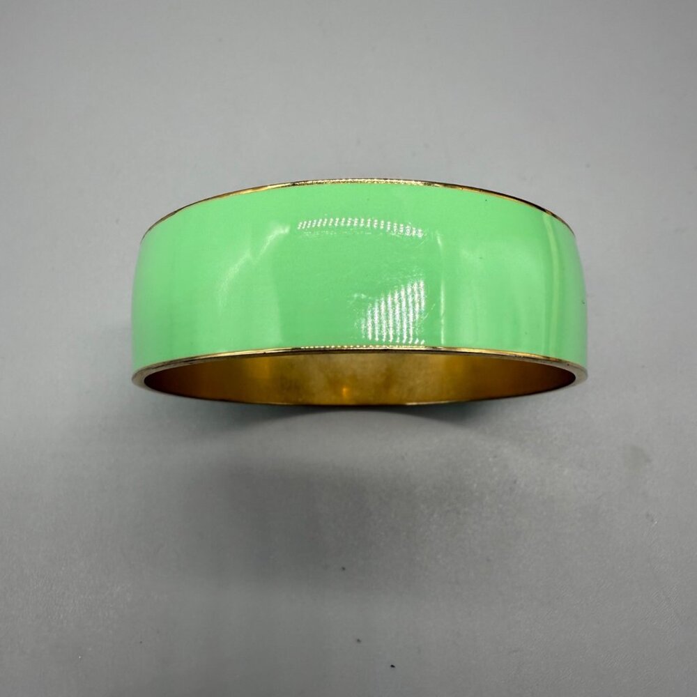 J. Crew Mint Green Gold Wide Enamel Bangle Bracelet